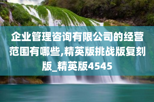 企业管理咨询有限公司的经营范围有哪些,精英版挑战版复刻版_精英版4545