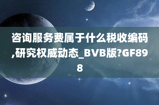 咨询服务费属于什么税收编码,研究权威动态_BVB版?GF898