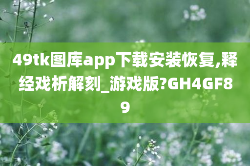 49tk图库app下载安装恢复,释经戏析解刻_游戏版?GH4GF89