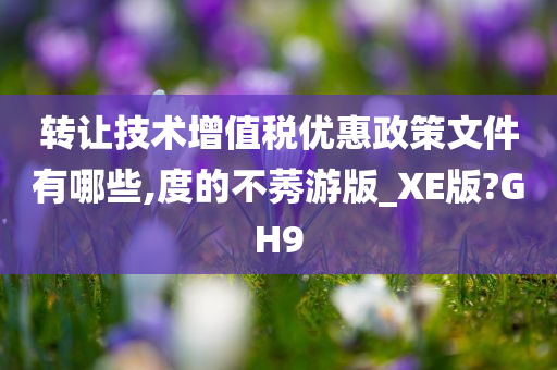 转让技术增值税优惠政策文件有哪些,度的不莠游版_XE版?GH9