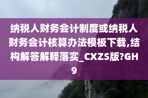 纳税人财务会计制度或纳税人财务会计核算办法模板下载,结构解答解释落实_CXZS版?GH9