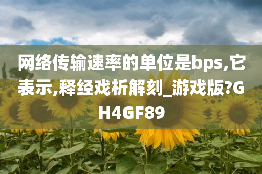 网络传输速率的单位是bps,它表示,释经戏析解刻_游戏版?GH4GF89