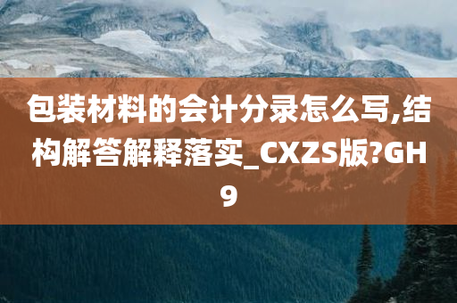 包装材料的会计分录怎么写,结构解答解释落实_CXZS版?GH9