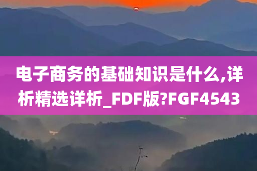 电子商务的基础知识是什么,详析精选详析_FDF版?FGF4543