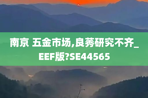 南京 五金市场,良莠研究不齐_EEF版?SE44565