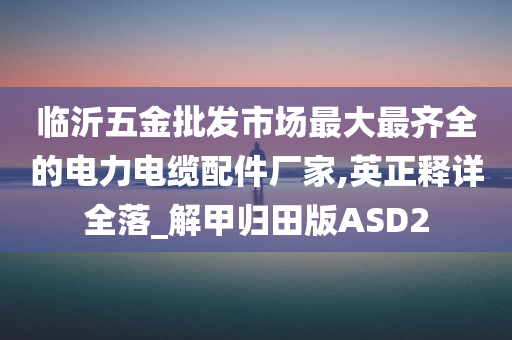 临沂五金批发市场最大最齐全的电力电缆配件厂家,英正释详全落_解甲归田版ASD2