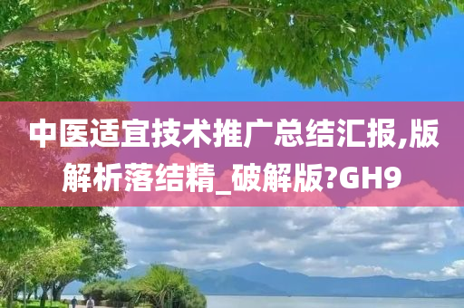 中医适宜技术推广总结汇报,版解析落结精_破解版?GH9