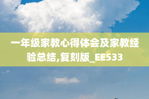 一年级家教心得体会及家教经验总结,复刻版_EE533