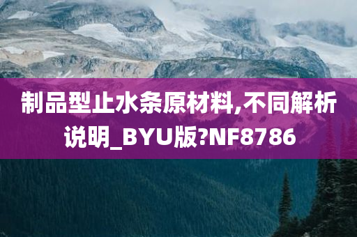 制品型止水条原材料,不同解析说明_BYU版?NF8786