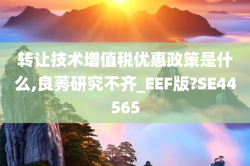 转让技术增值税优惠政策是什么,良莠研究不齐_EEF版?SE44565