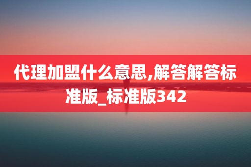 代理加盟什么意思,解答解答标准版_标准版342