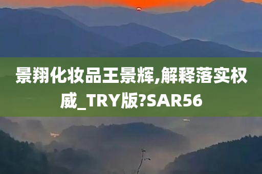 景翔化妆品王景辉,解释落实权威_TRY版?SAR56