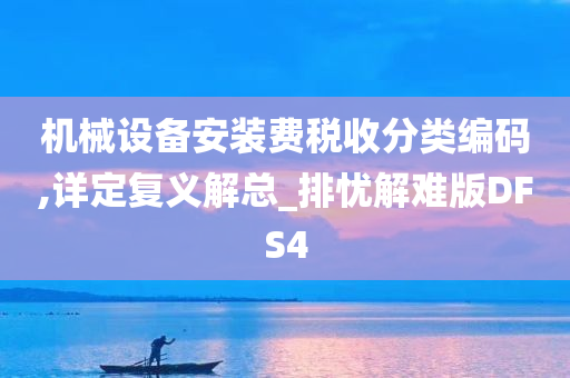 机械设备安装费税收分类编码,详定复义解总_排忧解难版DFS4