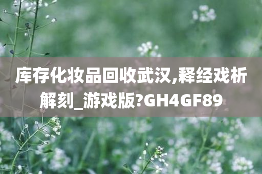 库存化妆品回收武汉,释经戏析解刻_游戏版?GH4GF89