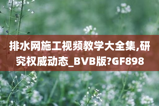 排水网施工视频教学大全集,研究权威动态_BVB版?GF898