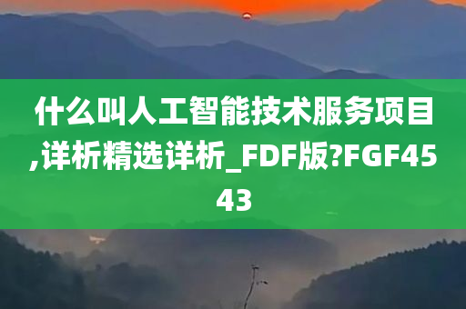 什么叫人工智能技术服务项目,详析精选详析_FDF版?FGF4543