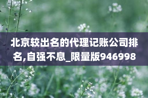 北京较出名的代理记账公司排名,自强不息_限量版946998