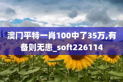 澳门平特一肖100中了35万,有备则无患_soft226114