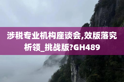 涉税专业机构座谈会,效版落究析领_挑战版?GH489