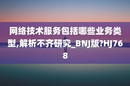 网络技术服务包括哪些业务类型,解析不齐研究_BNJ版?HJ768