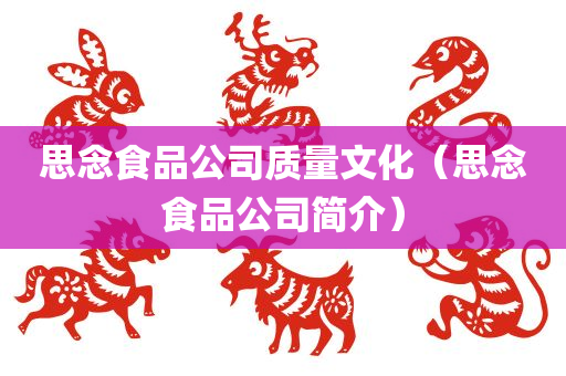 思念食品公司质量文化（思念食品公司简介）