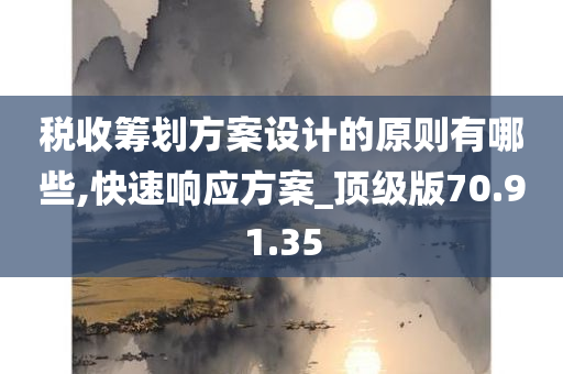 税收筹划方案设计的原则有哪些,快速响应方案_顶级版70.91.35