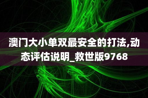 澳门大小单双最安全的打法,动态评估说明_救世版9768