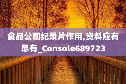 食品公司纪录片作用,资料应有尽有_Console689723