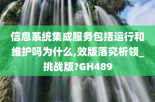 信息系统集成服务包括运行和维护吗为什么,效版落究析领_挑战版?GH489