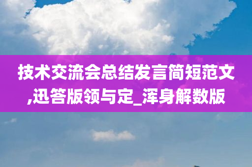 技术交流会总结发言简短范文,迅答版领与定_浑身解数版