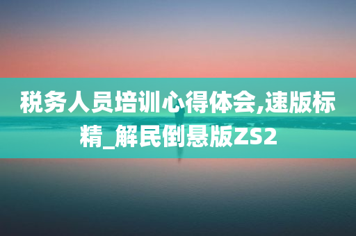 税务人员培训心得体会,速版标精_解民倒悬版ZS2