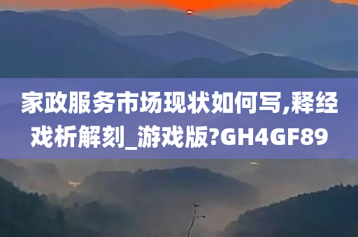 家政服务市场现状如何写,释经戏析解刻_游戏版?GH4GF89