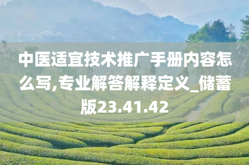 中医适宜技术推广手册内容怎么写,专业解答解释定义_储蓄版23.41.42