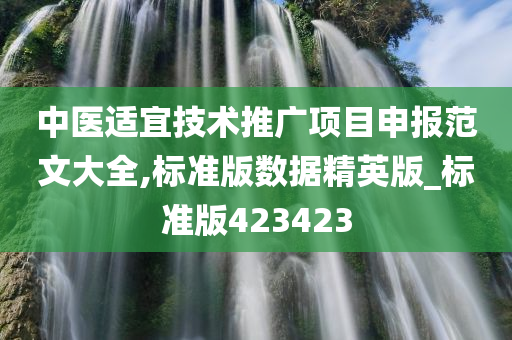 中医适宜技术推广项目申报范文大全,标准版数据精英版_标准版423423