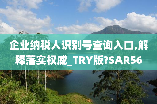 企业纳税人识别号查询入口,解释落实权威_TRY版?SAR56