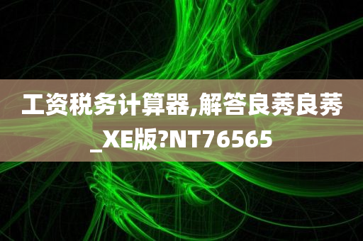 工资税务计算器,解答良莠良莠_XE版?NT76565