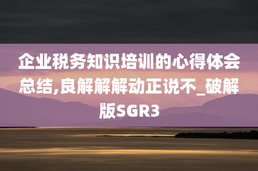 企业税务知识培训的心得体会总结,良解解解动正说不_破解版SGR3