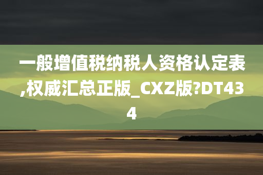 一般增值税纳税人资格认定表,权威汇总正版_CXZ版?DT434