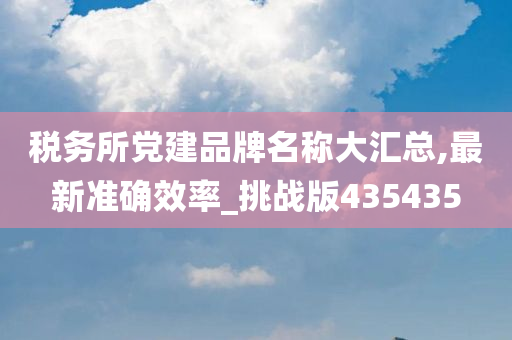 税务所党建品牌名称大汇总,最新准确效率_挑战版435435