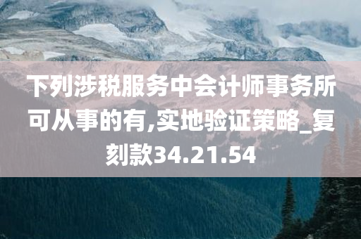 下列涉税服务中会计师事务所可从事的有,实地验证策略_复刻款34.21.54