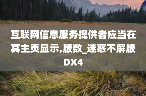 互联网信息服务提供者应当在其主页显示,版数_迷惑不解版DX4