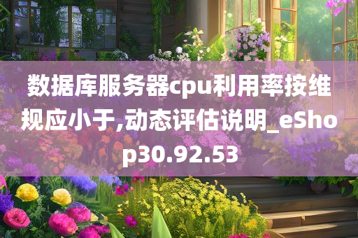 数据库服务器cpu利用率按维规应小于,动态评估说明_eShop30.92.53